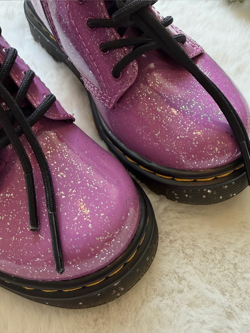 Dr. Martens | NWOT - 1460 Junior Glitter Lace Up Boots - Pink - Size 10 - Picture 8 of 9